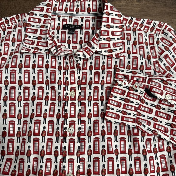 Talbots Tops - Talbots British Royal Guard Phone Booth Print Button Up Shirt Small Petite SP